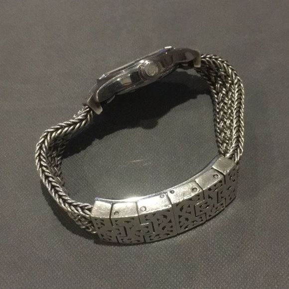 LOIS HILL White Round Face Watch Sterling Silver Bracelet & Roman Numeral Bezel - Picture 13 of 16